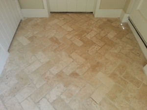 Travertine Tiled Floor After Cleaning and Polishing
