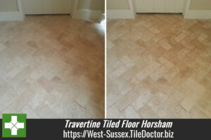 Travertine Tiled Floor Maintained in Horsham